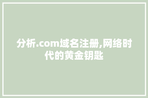 分析.com域名注册,网络时代的黄金钥匙