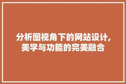 分析图视角下的网站设计,美学与功能的完美融合 分析图视角下的网站设计,美学与功能的完美融合 必应SEO