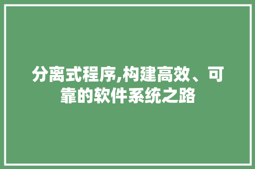 分离式程序,构建高效、可靠的软件系统之路