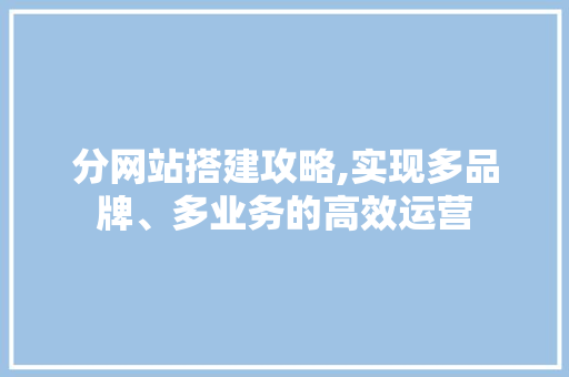 分网站搭建攻略,实现多品牌、多业务的高效运营