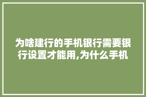 为啥建行的手机银行需要银行设置才能用,为什么手机建设银行登不上去。