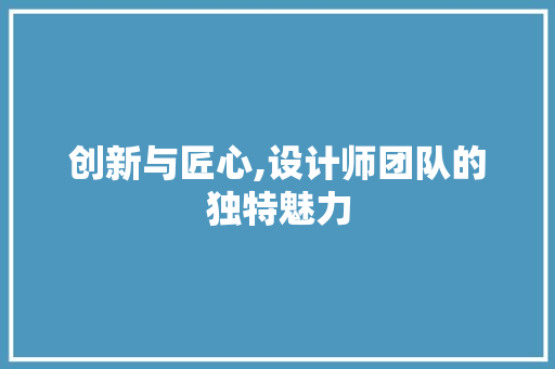 创新与匠心,设计师团队的独特魅力