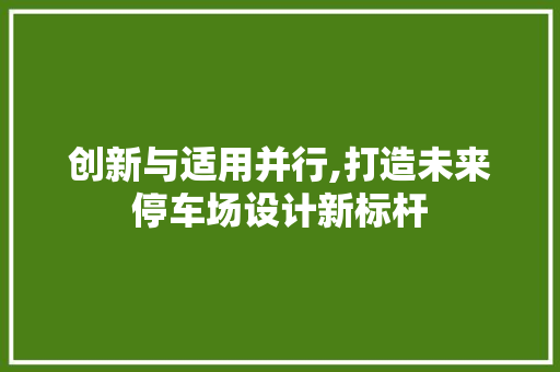 创新与适用并行,打造未来停车场设计新标杆