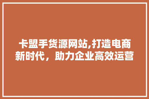 卡盟手货源网站,打造电商新时代，助力企业高效运营 卡盟手货源网站,打造电商新时代，助力企业高效运营 必应SEO