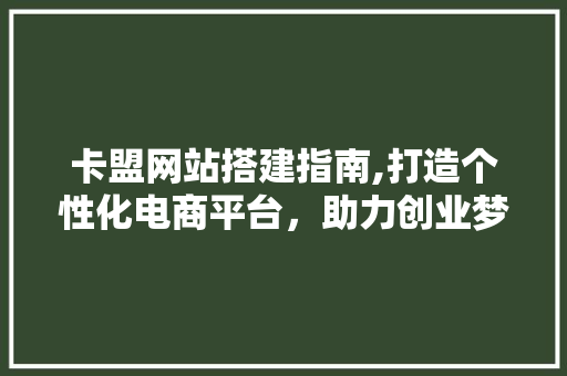 卡盟网站搭建指南,打造个性化电商平台，助力创业梦想成真 卡盟网站搭建指南,打造个性化电商平台，助力创业梦想成真 网站建设公司
