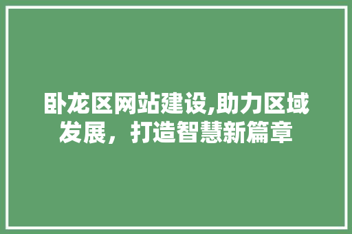 卧龙区网站建设,助力区域发展，打造智慧新篇章 卧龙区网站建设,助力区域发展，打造智慧新篇章 必应SEO