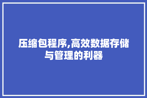 压缩包程序,高效数据存储与管理的利器