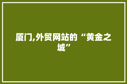 厦门,外贸网站的“黄金之城”