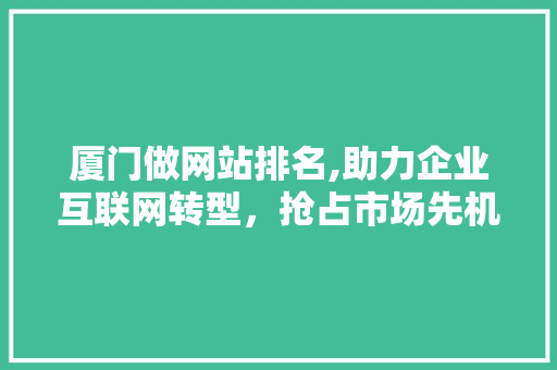 厦门做网站排名,助力企业互联网转型，抢占市场先机