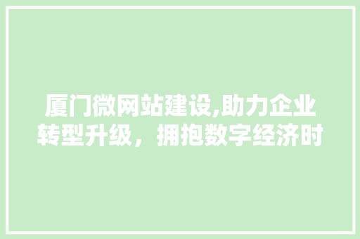 厦门微网站建设,助力企业转型升级，拥抱数字经济时代