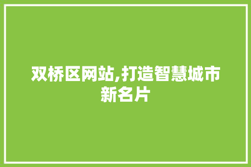 双桥区网站,打造智慧城市新名片 双桥区网站,打造智慧城市新名片 SEO关键词