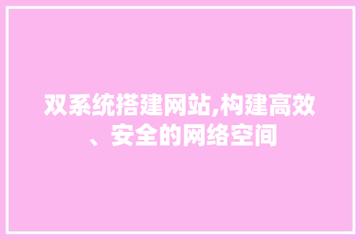 双系统搭建网站,构建高效、安全的网络空间