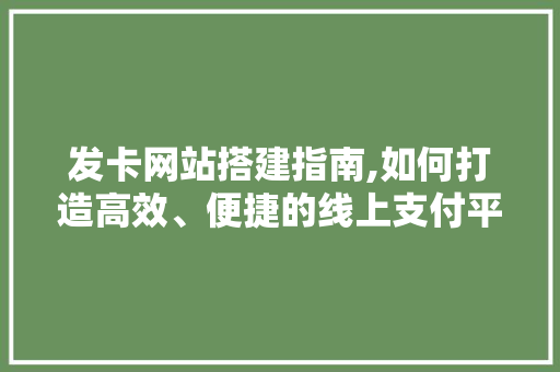发卡网站搭建指南,如何打造高效、便捷的线上支付平台 发卡网站搭建指南,如何打造高效、便捷的线上支付平台 百度SEO