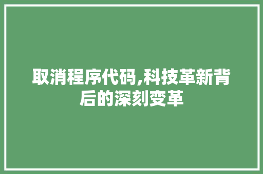取消程序代码,科技革新背后的深刻变革