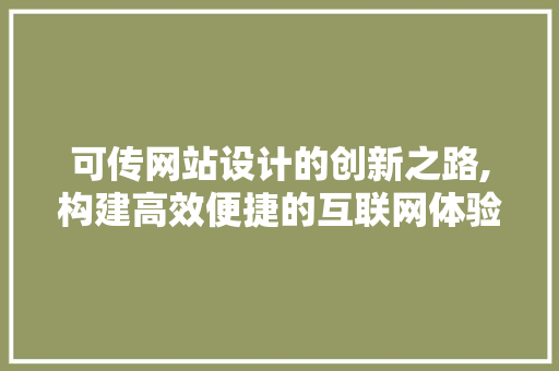 可传网站设计的创新之路,构建高效便捷的互联网体验
