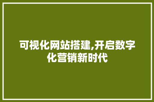 可视化网站搭建,开启数字化营销新时代 可视化网站搭建,开启数字化营销新时代 必应SEO