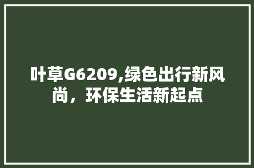 叶草G6209,绿色出行新风尚，环保生活新起点