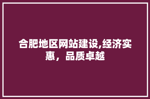 合肥地区网站建设,经济实惠，品质卓越