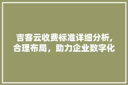 吉客云收费标准详细分析,合理布局，助力企业数字化转型 吉客云收费标准详细分析,合理布局，助力企业数字化转型 神马SEO