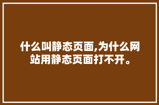 什么叫静态页面,为什么网站用静态页面打不开。 什么叫静态页面,为什么网站用静态页面打不开。 百度SEO