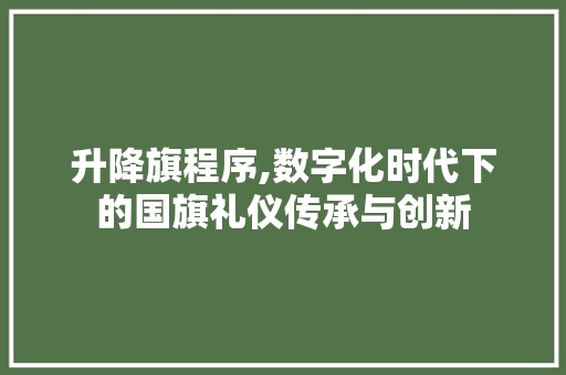 升降旗程序,数字化时代下的国旗礼仪传承与创新