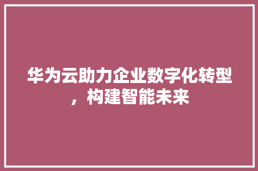 华为云助力企业数字化转型，构建智能未来