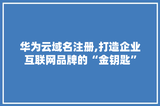 华为云域名注册,打造企业互联网品牌的“金钥匙” 华为云域名注册,打造企业互联网品牌的“金钥匙” 搜狗SEO