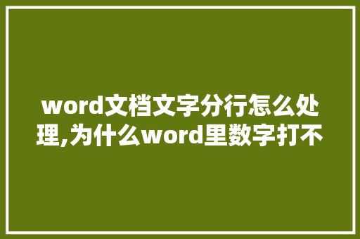 word文档文字分行怎么处理,为什么word里数字打不在一行。 word文档文字分行怎么处理,为什么word里数字打不在一行。 神马SEO