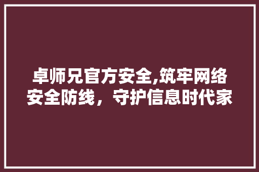 卓师兄官方安全,筑牢网络安全防线，守护信息时代家园