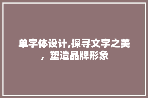 单字体设计,探寻文字之美，塑造品牌形象