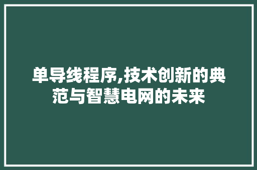 单导线程序,技术创新的典范与智慧电网的未来