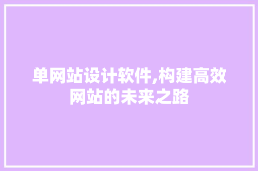 单网站设计软件,构建高效网站的未来之路