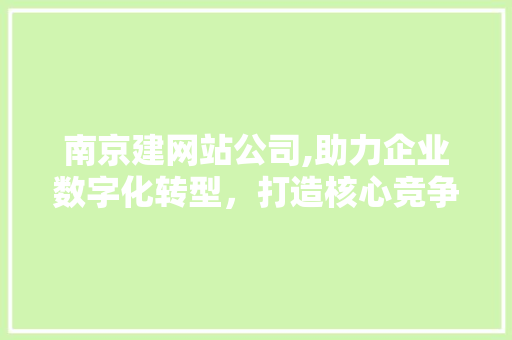 南京建网站公司,助力企业数字化转型，打造核心竞争力