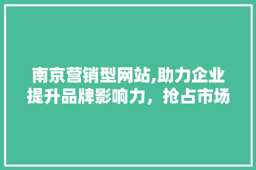 南京营销型网站,助力企业提升品牌影响力，抢占市场先机
