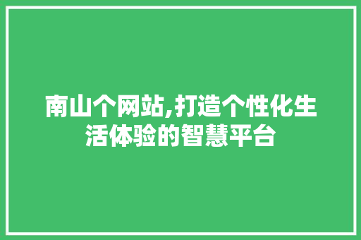 南山个网站,打造个性化生活体验的智慧平台