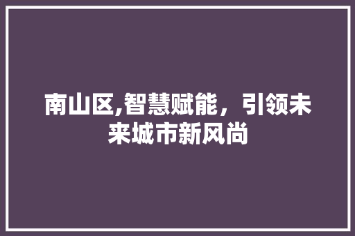 南山区,智慧赋能，引领未来城市新风尚 南山区,智慧赋能，引领未来城市新风尚 必应SEO