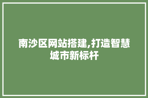 南沙区网站搭建,打造智慧城市新标杆
