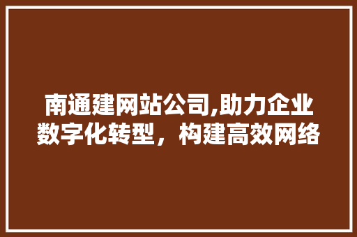 南通建网站公司,助力企业数字化转型，构建高效网络新平台