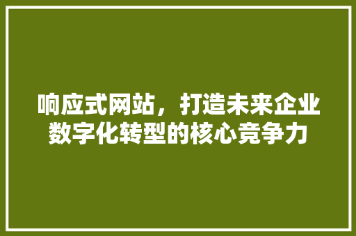 响应式网站，打造未来企业数字化转型的核心竞争力