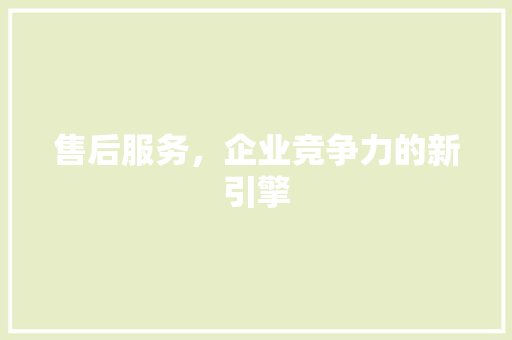 售后服务，企业竞争力的新引擎 售后服务，企业竞争力的新引擎 SEO关键词