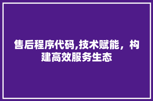 售后程序代码,技术赋能，构建高效服务生态