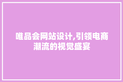 唯品会网站设计,引领电商潮流的视觉盛宴