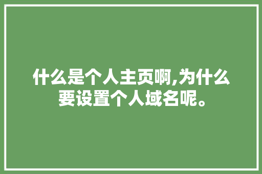 什么是个人主页啊,为什么要设置个人域名呢。 什么是个人主页啊,为什么要设置个人域名呢。 搜狗SEO