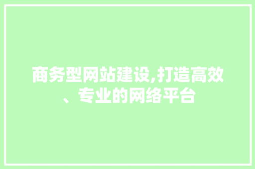 商务型网站建设,打造高效、专业的网络平台 商务型网站建设,打造高效、专业的网络平台 网站建设公司