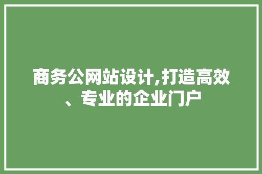 商务公网站设计,打造高效、专业的企业门户