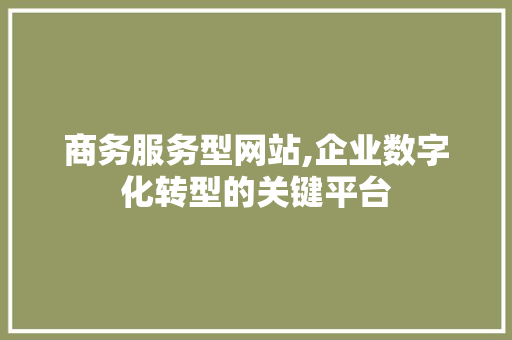 商务服务型网站,企业数字化转型的关键平台