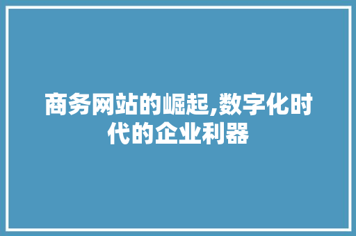 商务网站的崛起,数字化时代的企业利器