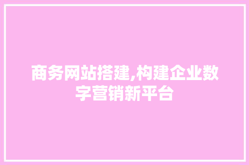 商务网站搭建,构建企业数字营销新平台