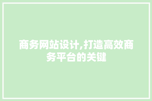 商务网站设计,打造高效商务平台的关键