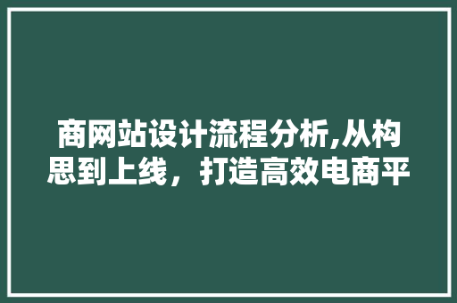 商网站设计流程分析,从构思到上线，打造高效电商平台 商网站设计流程分析,从构思到上线，打造高效电商平台 搜狗SEO
